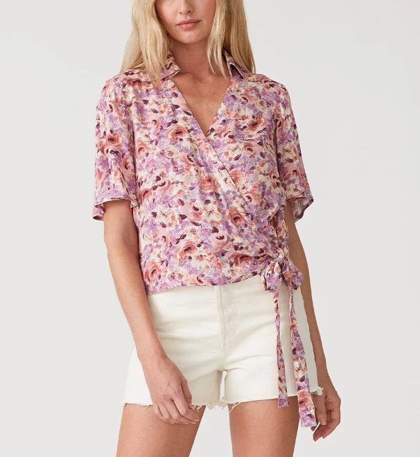 top Lovestitch Women's Posey Floral Flutter Sleeve Wrap Top Lovestitch $58