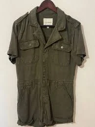 jumpsuit Lucky Brand Olive Green Short-Sleeve Utility Jumpsuit Poshmark $50