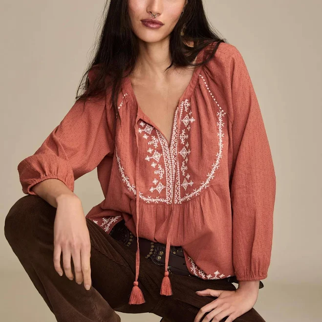top Lucky Brand Women's Easy Embroidered Peasant Top Lucky Brand $29.99