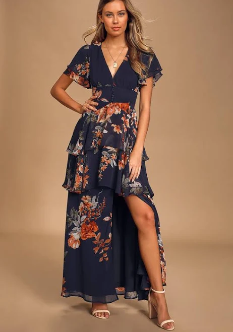 dress Lulus Exclusive Floral Print Tiered Maxi Dress Lulus $78.4