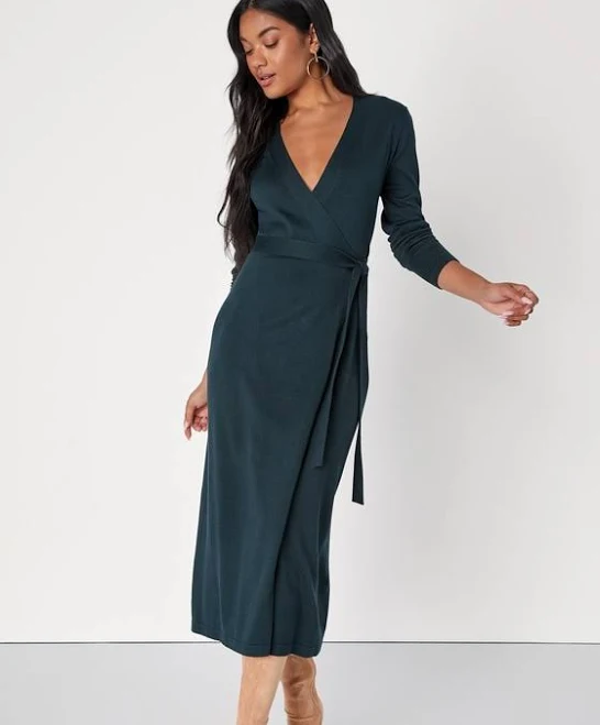 dress Lulus Midi Wrap Sweater Dress Lulus $55