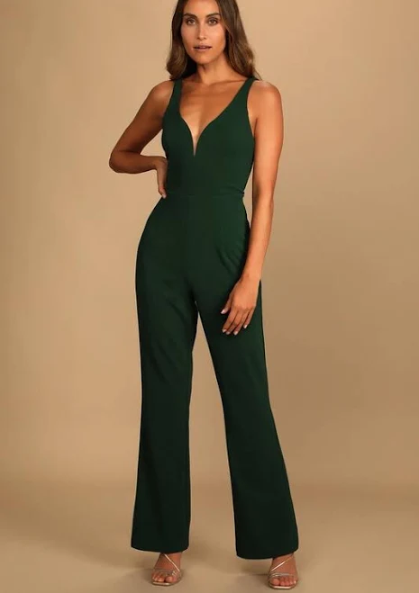 jumpsuit Lulus Women’s Instant Icon Dark Green V-neck Sleeveless Jumpsuit eBay - sharkmila $60