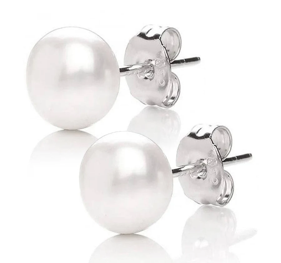 accessory Mabella 925 Sterling Silver AAA Genuine Freshwater Cultured Pearl Stud Earrings mabellajewelry.com $12.99