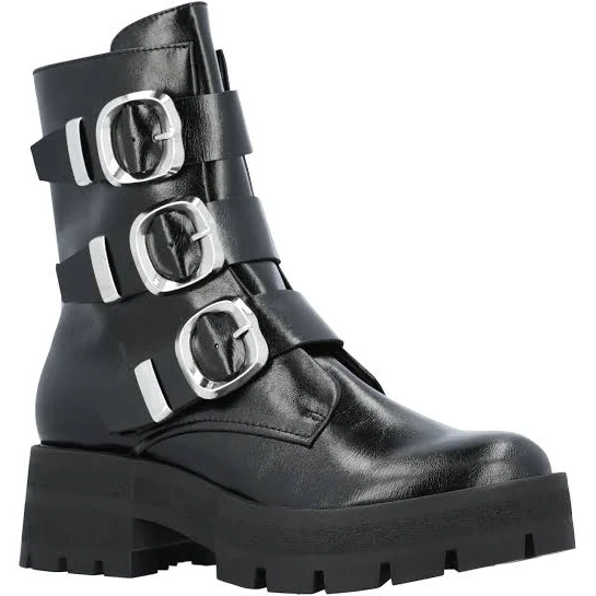 shoes Madden NYC Women's Faux Leather Buckle Combat Boots Walmart $15.43