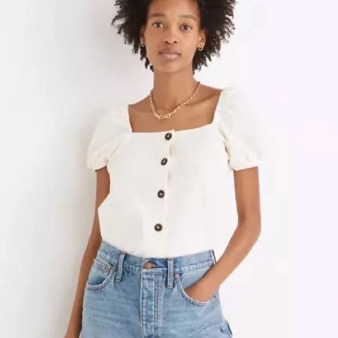 top Madewell Women's Jacquard Square Neck Puff Sleeve Top eBay - hanwil_7632 $17.99