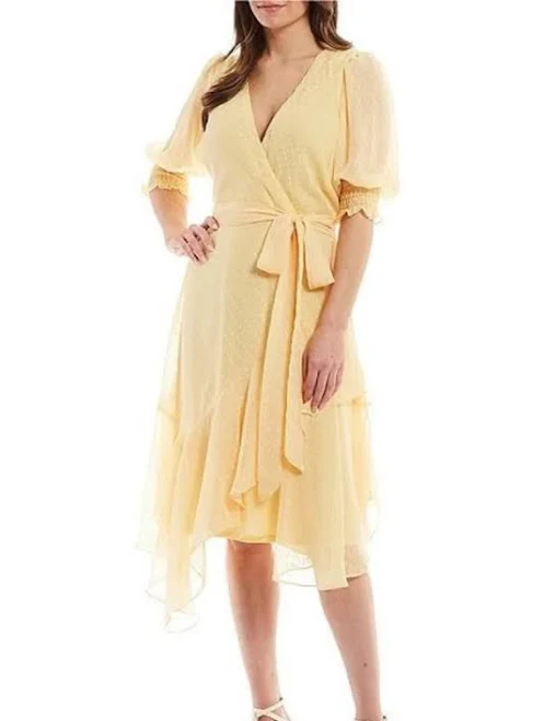 dress Maison Tara Puff Sleeve Wrap Midi Dress ModeSens $60