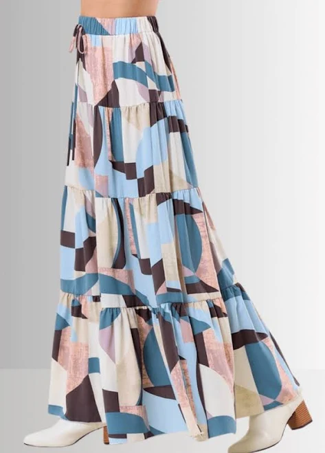 skirt Malani Abstract Print Maxi Skirt Classy Cozy Cool $68