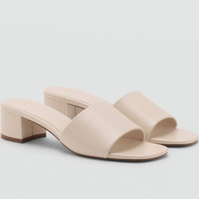 shoes Mango - Block-Heel Sandals with Strap Burgundy - 10 - Woman Macy's $69.99