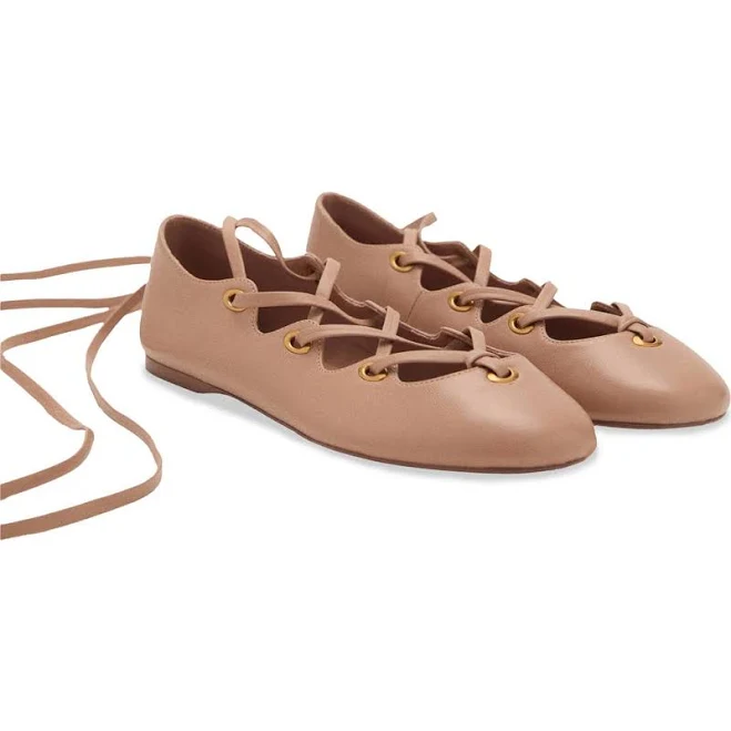 shoes MANGO Women's Leather Ballet Flats with Crossed Straps Nordstrom $99.99