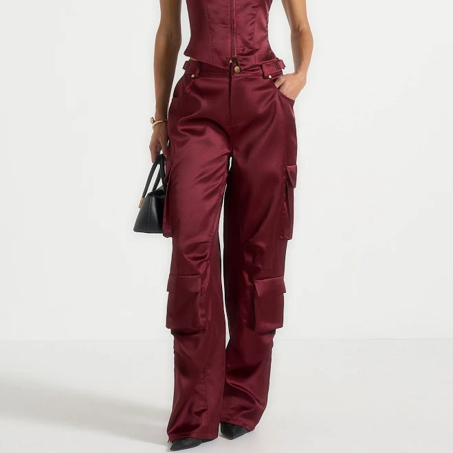 pants Manière De Voir Emilie High Waisted Satin Cargo Pants Manière De Voir $200
