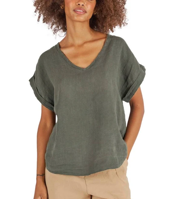 basics Martina Linen T-Shirt Camixa Shirts $69.9