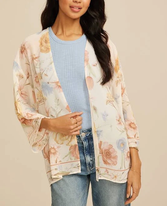 outerwear maurices Women's Floral Chiffon Kimono Maurices $20.99
