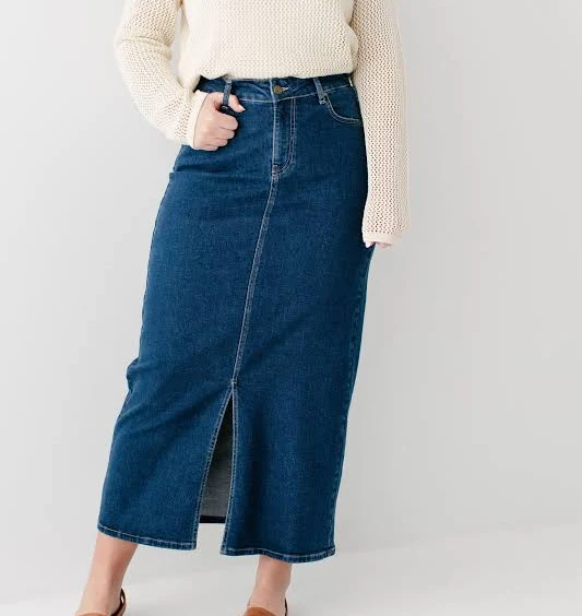 skirt 'Maya' Front Slit Denim Maxi Skirt The Main Street Exchange $64.99