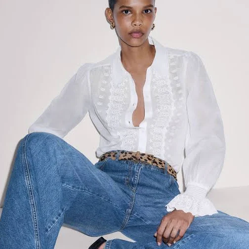 top Me+em Women's Intricate Embroidery Cotton Blouse ME+EM $265