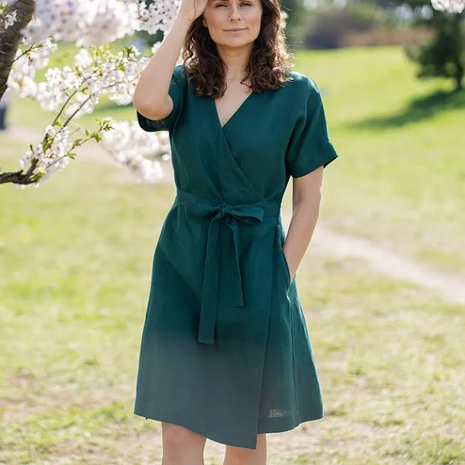 dress menique Linen Wrap Dress Midi menique.com $149.95