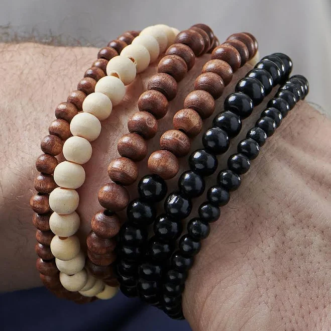 accessory Men's Natural Wooden Beaded Bracelet Set Trendhim.com $19.9
