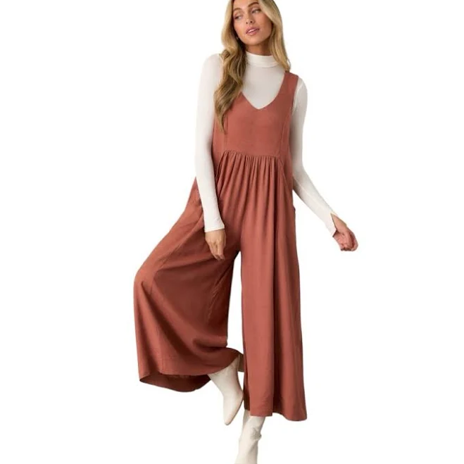 jumpsuit Millibon Terracota Wide Leg Linen Blend Jumpsuit Poshmark $25
