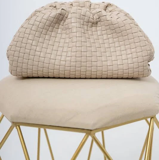 bag Mindy Ivory Oatmilk Woven Clutch with Chain Strap L. Mae & Wild Mabel $68