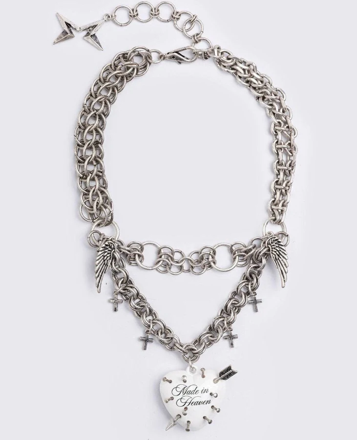 accessory Minga London Silver Layered Heart Pendant Necklace Minga London US $29