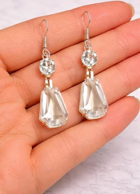accessory Minimalist Crystal Drop Earrings Etsy - Seller $20.59