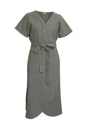 dress Minimalist Sage Green 100% Linen Wrap Dress Fits Sizes 0-6 Giannetti Made in USA eBay $45