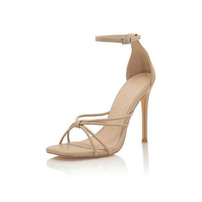shoes Minimalist Strappy Ankle-Strap Stiletto Heel Sandals, Women's, Size: 8, Beige Kohl's $40