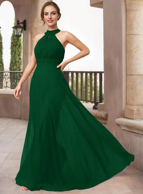 dress Missacc A-Line Halter Floor-Length Chiffon Mother of the Bride Dress Missacc $129