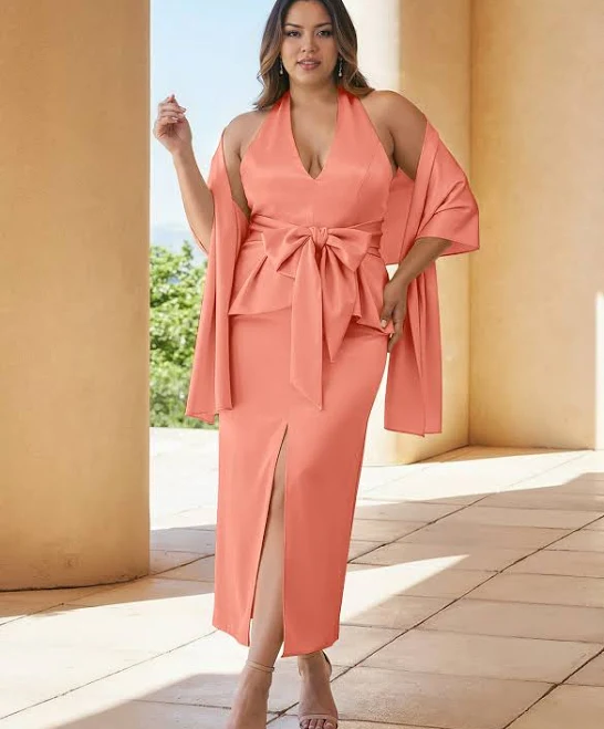 dress Missacc Satin Plunge Wrap Cocktail Dress Missacc $125