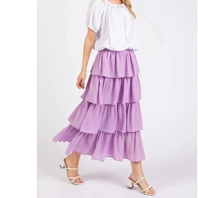 skirt Mittoshop Chiffon Ruffle Midi Skirt TikTok Shop $35