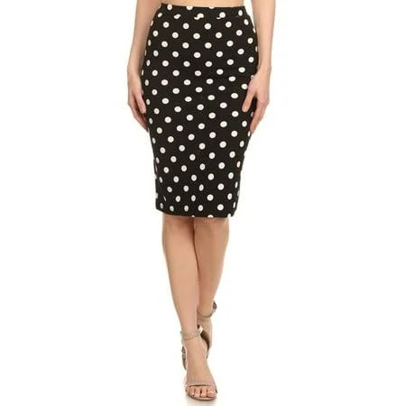 polka dots outfits Moa Collection Women's Polka Dot Elastic Waistband Stretch Pencil Midi Skirt Walmart - MOA Collection $14.95