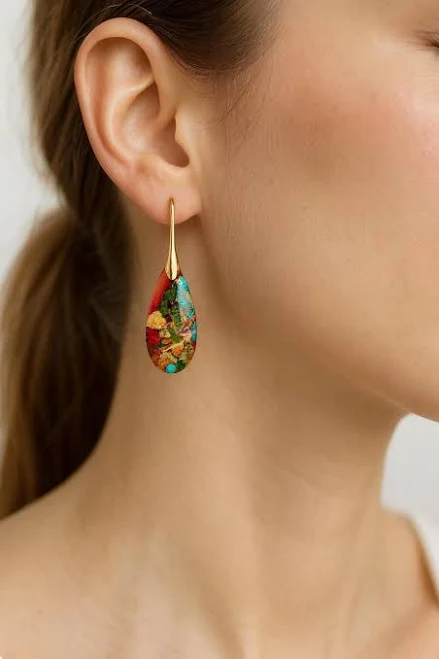 accessory Mosaic Stone Teardrop Earrings Etsy - Seller $28.49