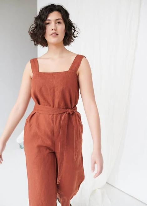 romper Naomi Oversized Linen Jumpsuit Etsy - Linenfox $127.89