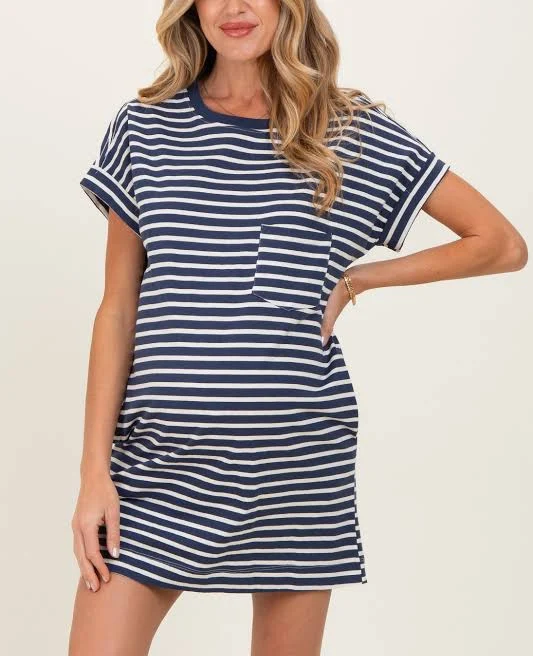 dress Navy Striped Maternity T-Shirt Mini Dress PinkBlush Maternity $48