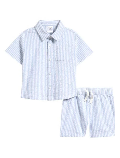 matching set Nordstrom Seersucker Short Sleeve Button-Up Shirt & Drawstring Shorts Set Nordstrom $45