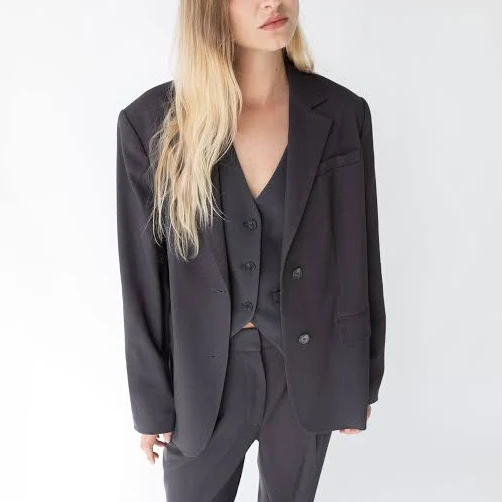 outerwear Oak + Fort Oversized Wool Blend Suiting Blazer Oak and Fort US $49.99