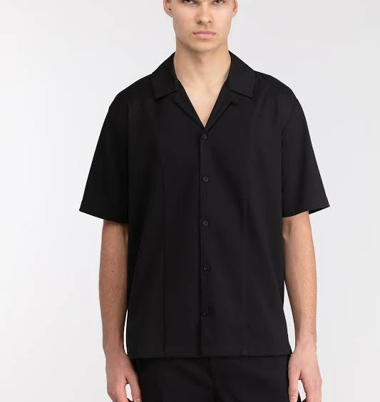 outerwear Oak + Fort Vetiver Camp Collar Short Sleeve Shirt Oak and Fort US $19.99
