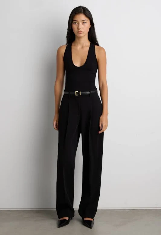 bottom Oak + Fort Vetiver Wide Leg Crepe Tailored Trousers Oak and Fort US $94