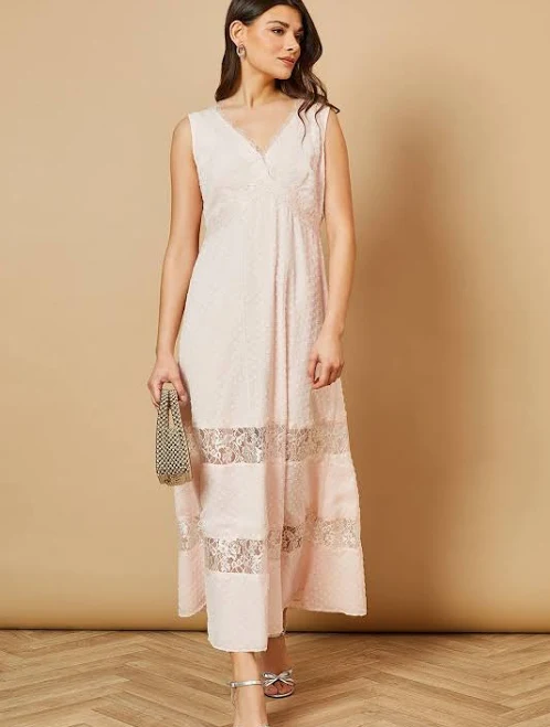 dress Oasis Women's Dobby Chiffon Lace Midi Dress boohoo USA $30