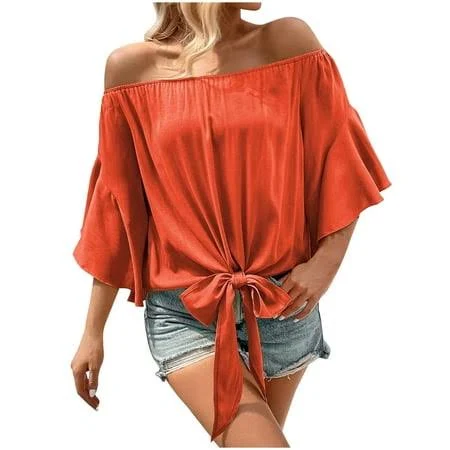 off-shoulder top Off-Shoulder Tied Blouse Walmart - SmartStyle $12.52