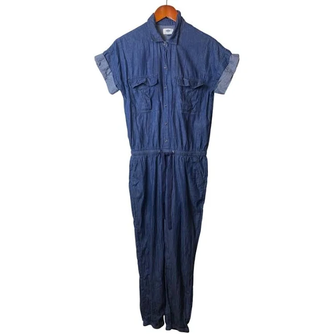 jumpsuit Old Navy Denim Chambray Jumpsuit | Utility Drawstring Waist Short eBay - lookwhatyallfound-1 $25