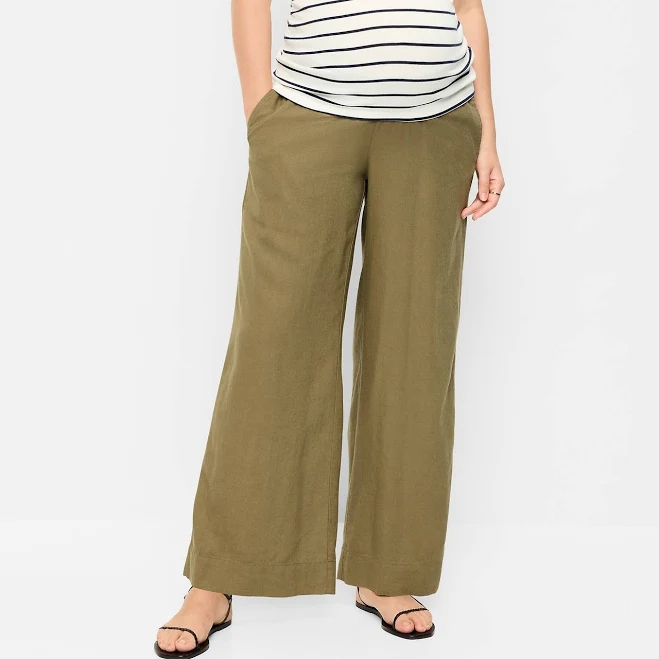 pants Old Navy Maternity Rollover Waist Linen-Blend Pants Old Navy $24.99