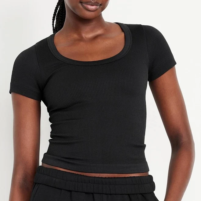 crop top Old Navy Women's Exhale Seamless Cropped Rib T-Shirt Old Navy $4.99