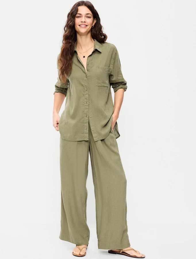 basics Old Navy Women's High-Waisted Linen-Blend Super Wide-Leg Pants Old Navy $28