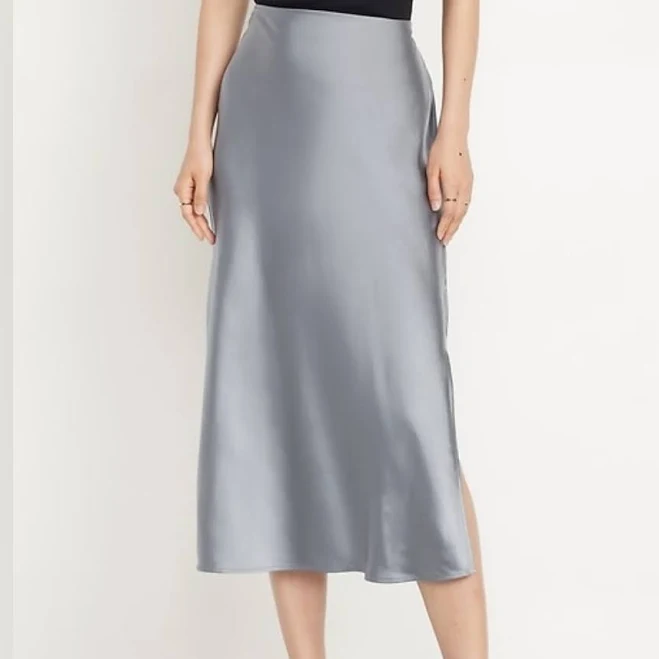 skirt Old Navy Women's High-Waisted Satin Midi Slip Skirt Poshmark $11