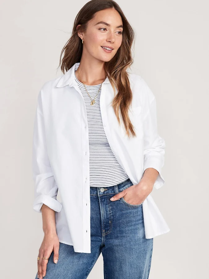 basics Old Navy Women's Oversized Button-Down Boyfriend Shirt Old Navy $23.99