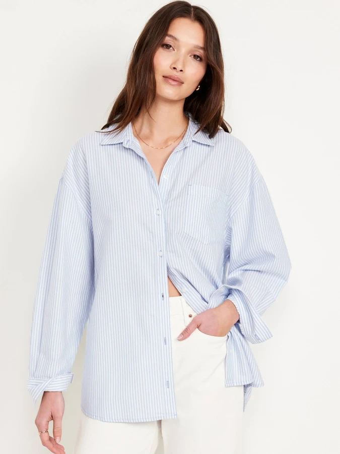 top Old Navy Women's Oversized Button-Down Boyfriend Shirt Old Navy $23.99