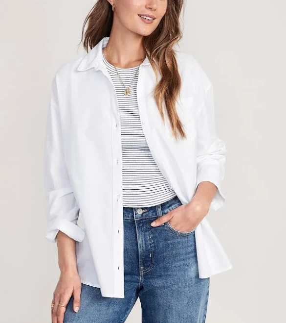 outerwear Old Navy Women's Oversized Button-Down Boyfriend Shirt Old Navy $27.99
