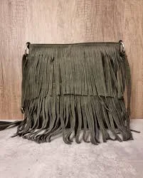 bag Olive Green Suede Fringe Crossbody Bag Etsy $47.08