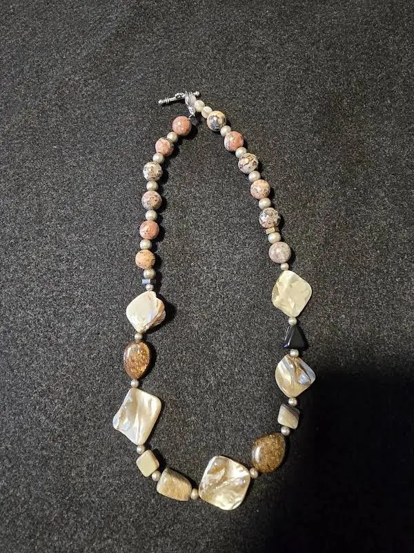 accessory One of A Kind Boho Shell & Stone Beaded Necklace Etsy - Seller $34