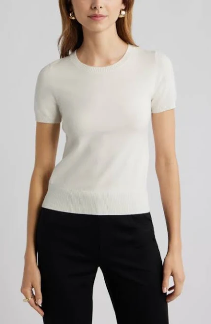 top Open Edit Fitted Short Sleeve Sweater Nordstrom $44.62